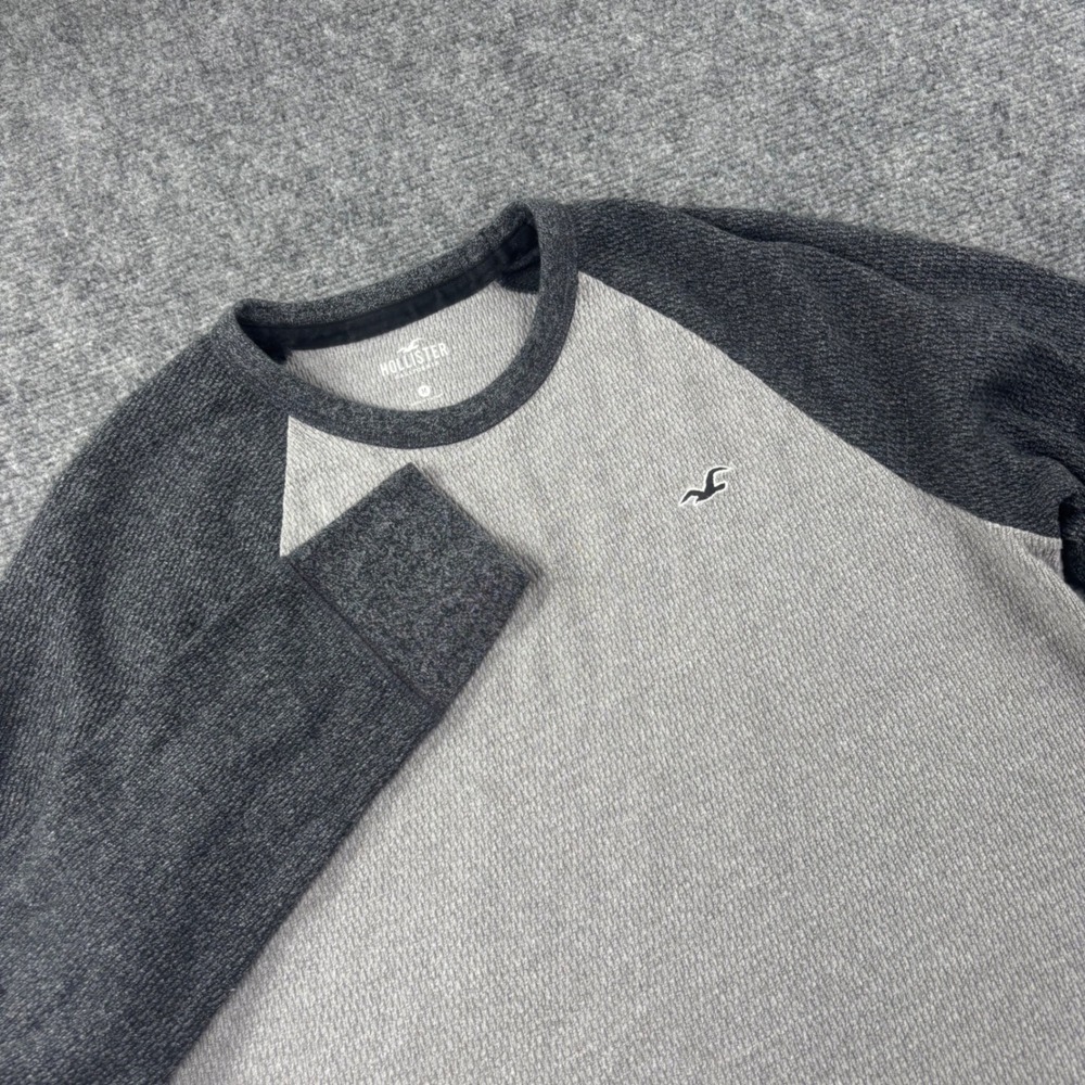 Hollister Thermal Shirt Medium Gray Raglan Sleeve Waffle Knit Flaw L/S Men's